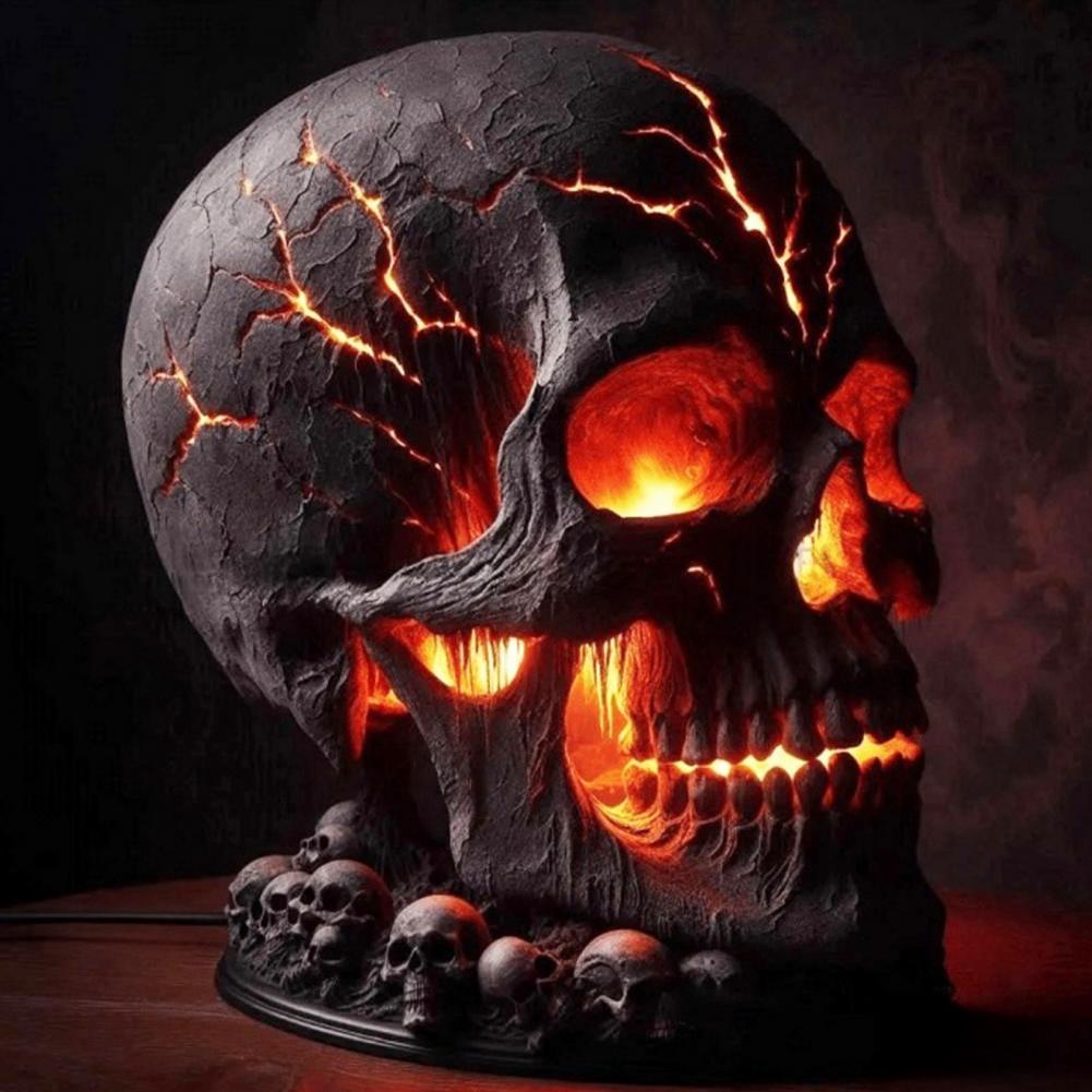 Unique Lighting Decor - Halloween Lava Stone Skull Lamp Skull
