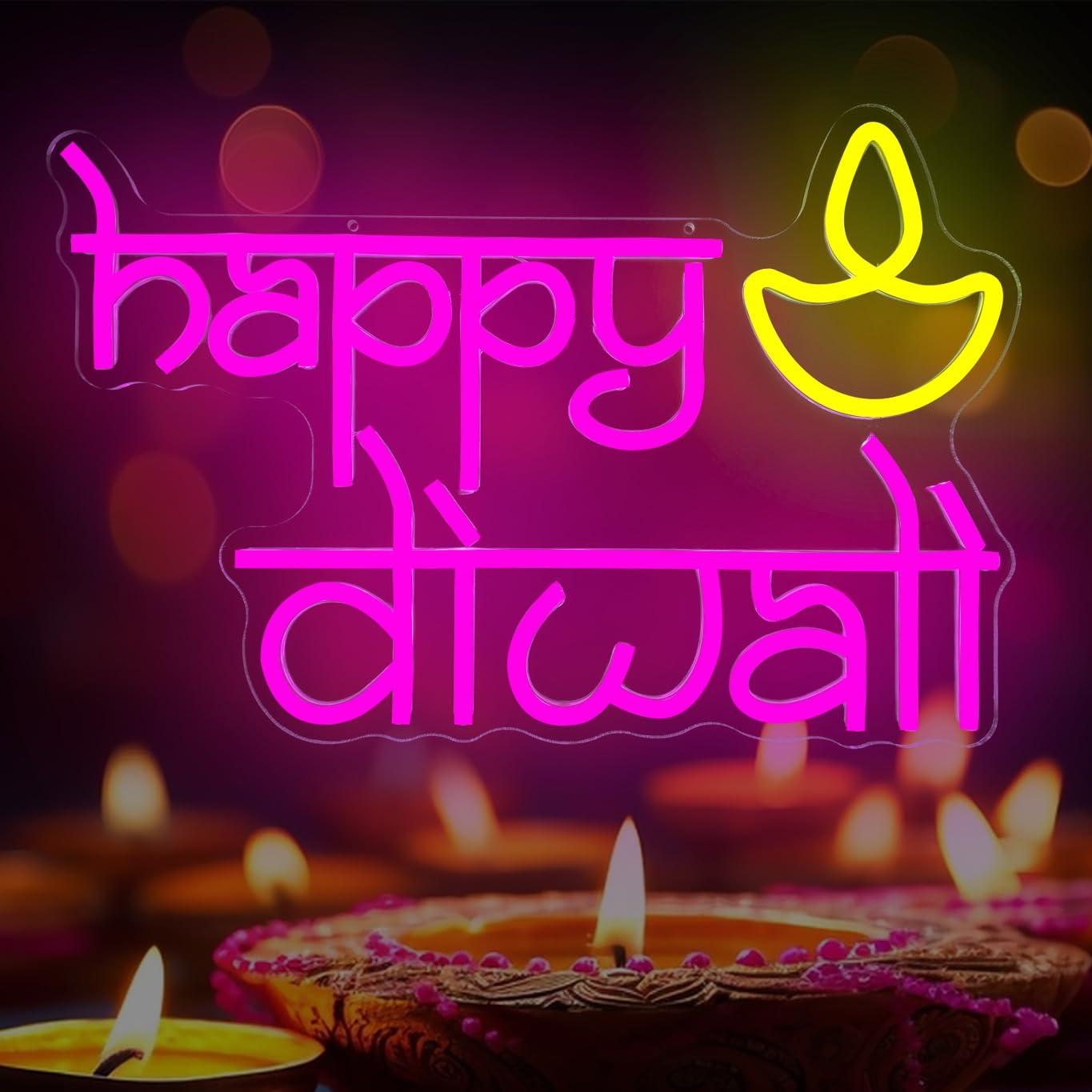 Lighting Decor Bedroom - Happy Diwali Neon Sign USB Powered