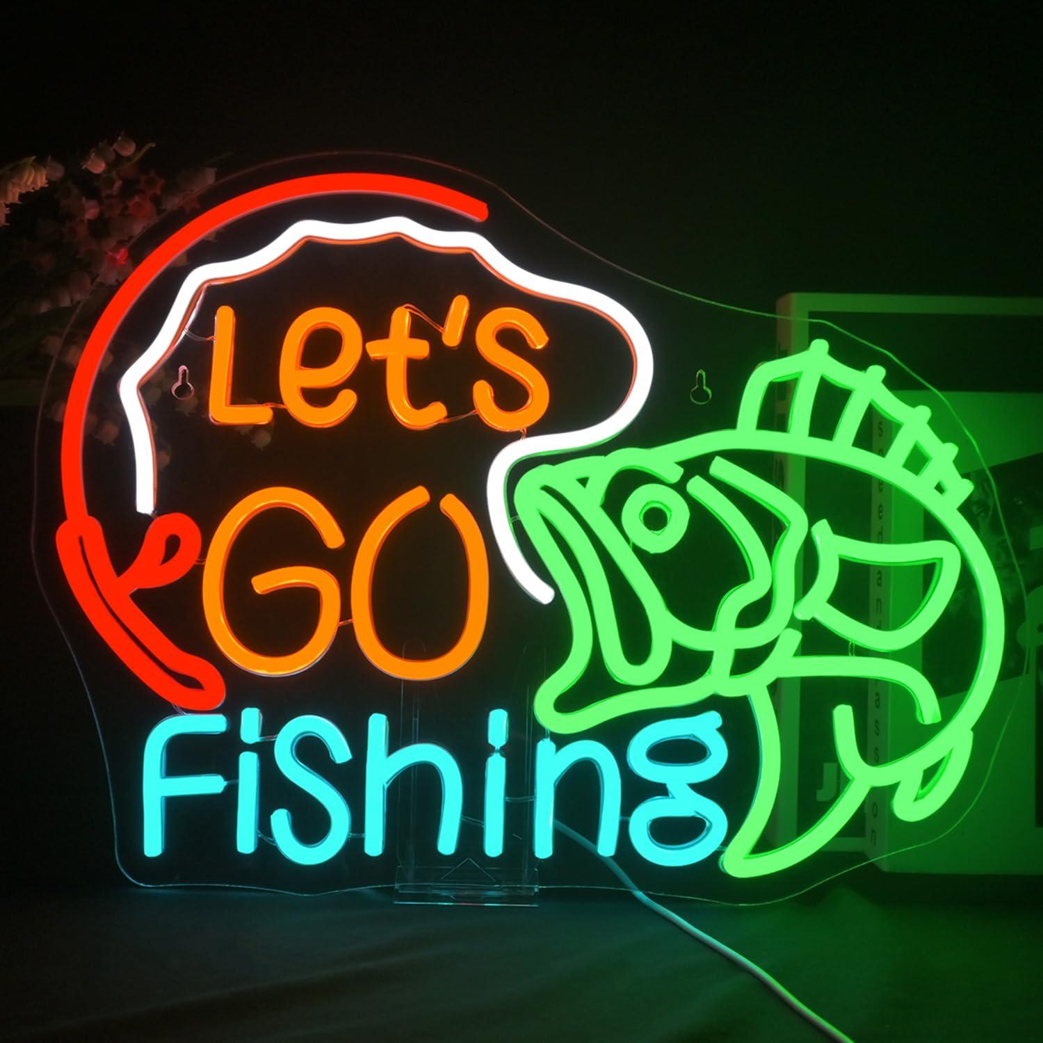 Lighting Decor For Living Room - Let's Go Fishing Neon Sign Fishing