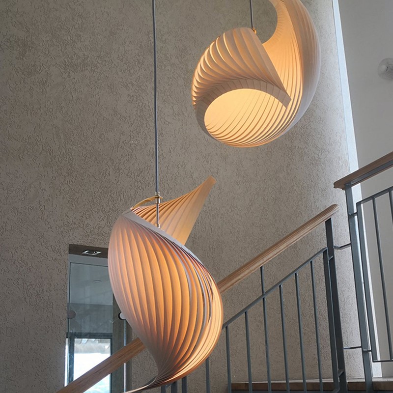 Decor Lighting Fixtures - Japanese Unique Wooden LED Pendant Lamps