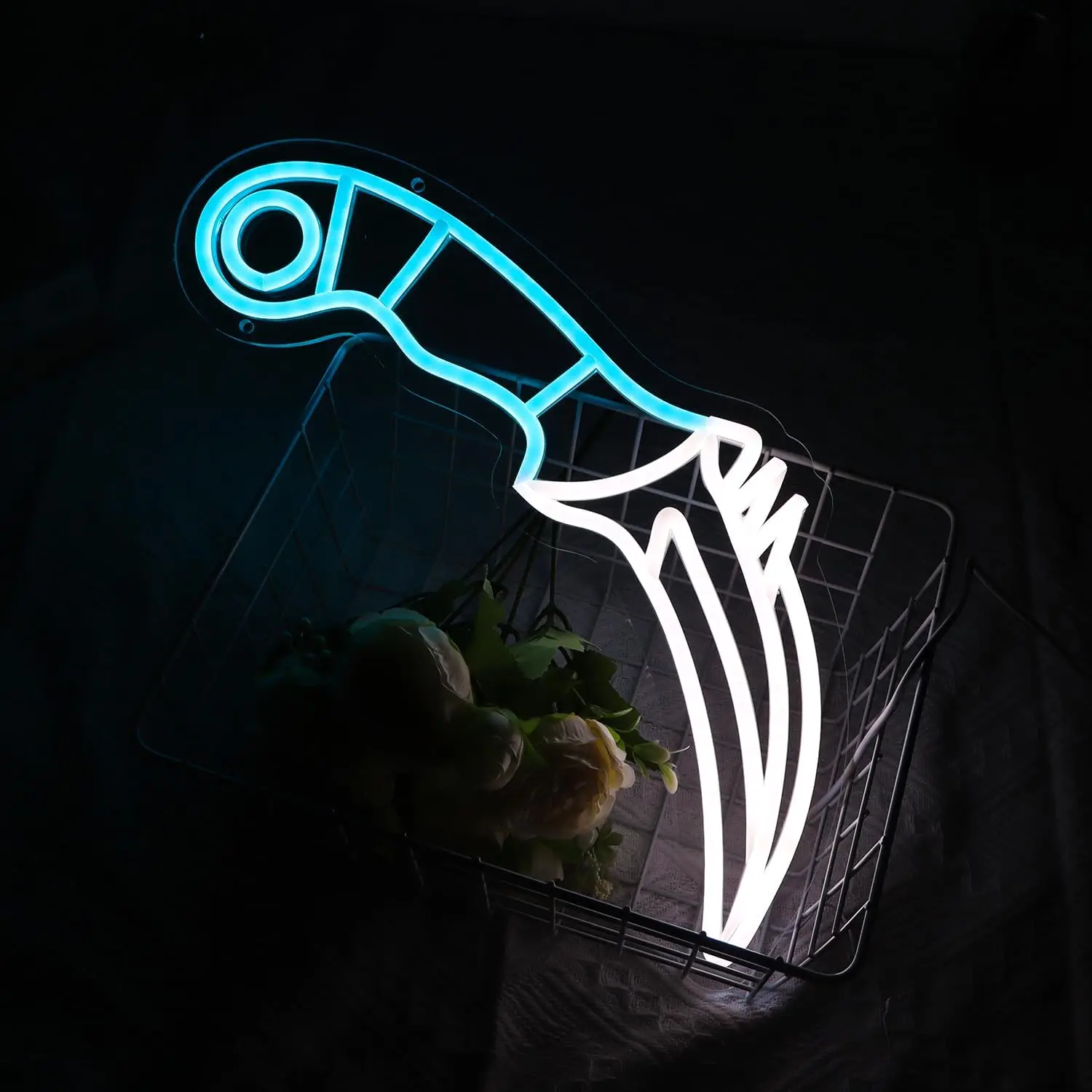 Unique Lighting Decor - Blue White Dagger Knife Neon Sign