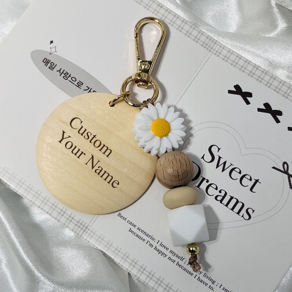 Pendant Light Shade - Creative Bamboo Pendant Keychain Cartoon Daisy