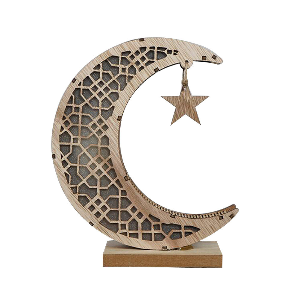 Lighting Decor For Living Room - Wooden Ramadan Lamp Unique Moon Design
