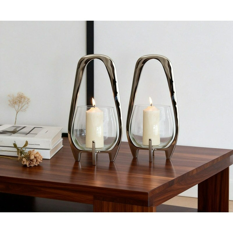 Lighting Decor For Living Room - Luxury Silver Lantern Candlestick for Living