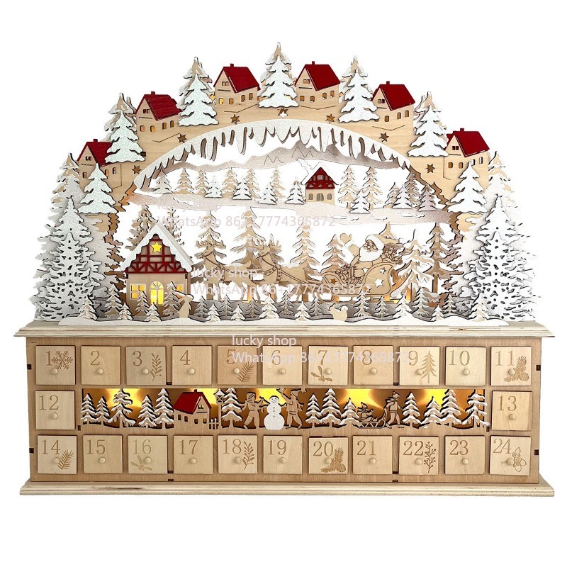 Lighting Decor Woodbridge - Christmas Wooden Forest Sleigh Bridge Lights