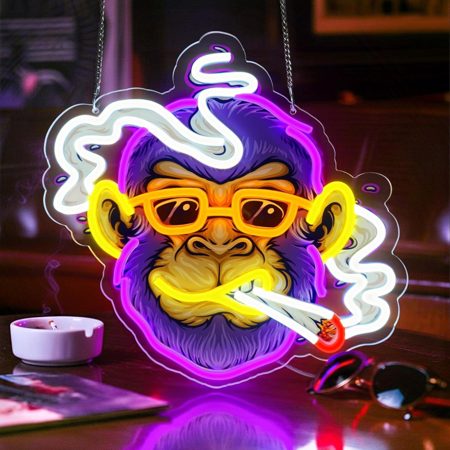 Lighting Decor Bedroom - Cool Monkey Neon Sign Smoking Monkey