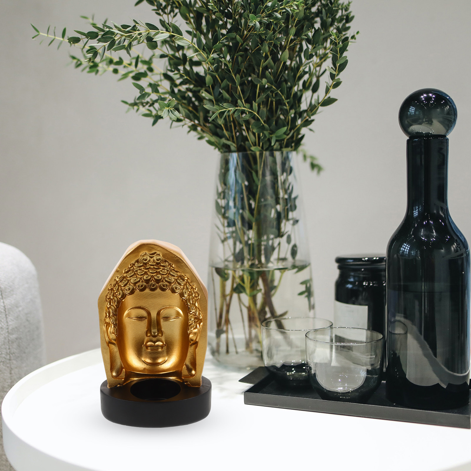 Tea Light Holder Resin Buddha  - Lighting Decor For Living Room 리뷰 및 가격