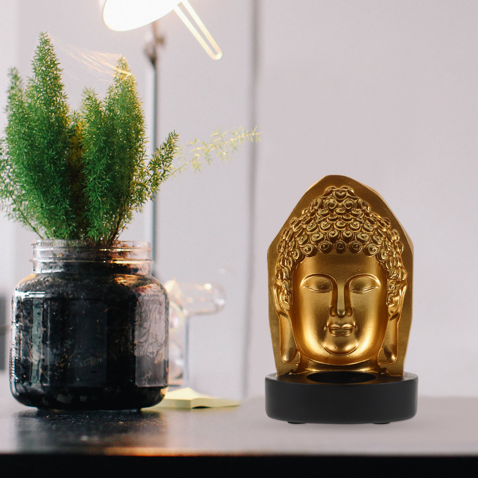 Tea Light Holder Resin Buddha  - Lighting Decor For Living Room 리뷰 및 가격