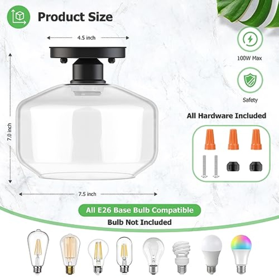 Semi Flush Mount Ceiling Light - Pendant Light Shade 리뷰 및 가격