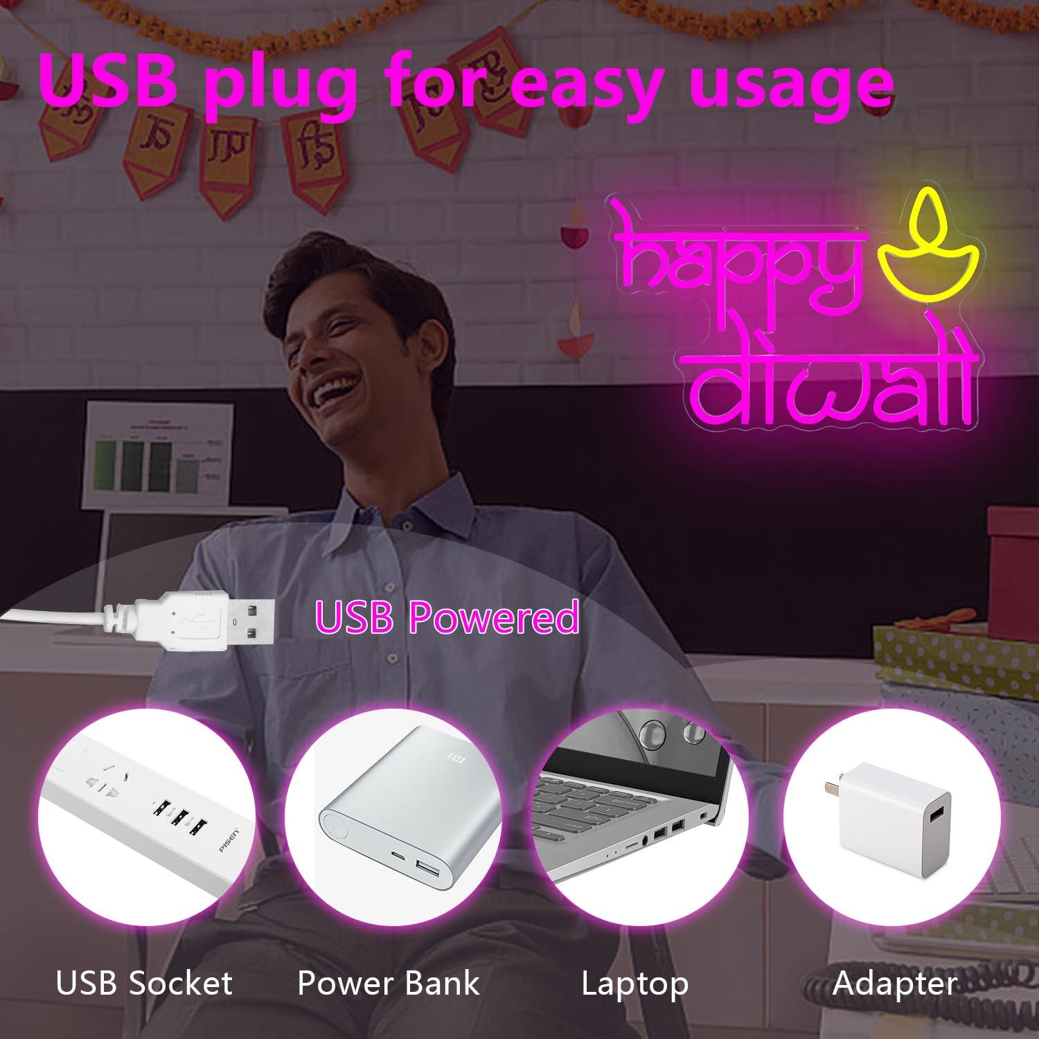 Happy Diwali Neon Sign USB Pow - Lighting Decor Bedroom 리뷰 및 가격