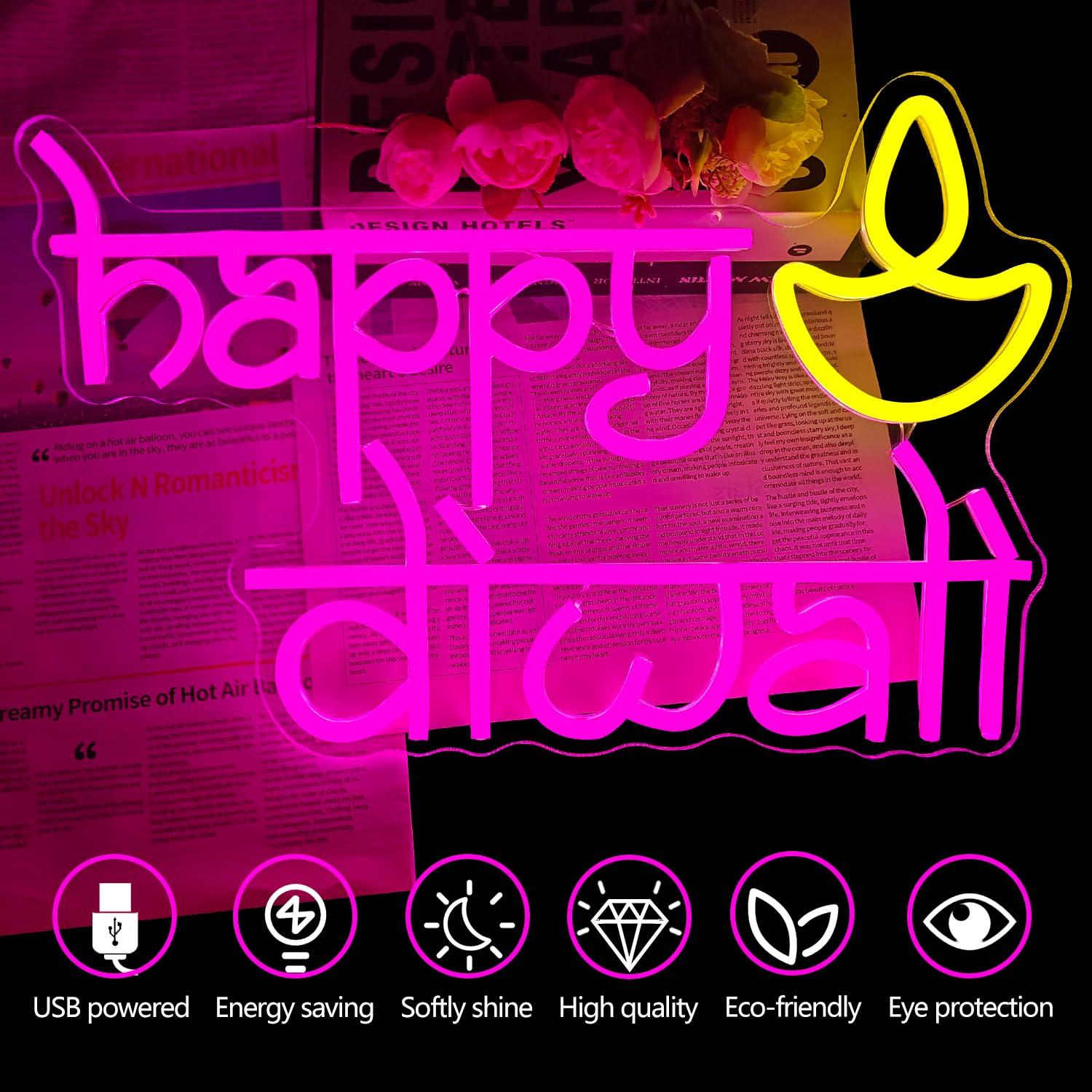 Happy Diwali Neon Sign USB Pow - Lighting Decor Bedroom 리뷰 및 가격