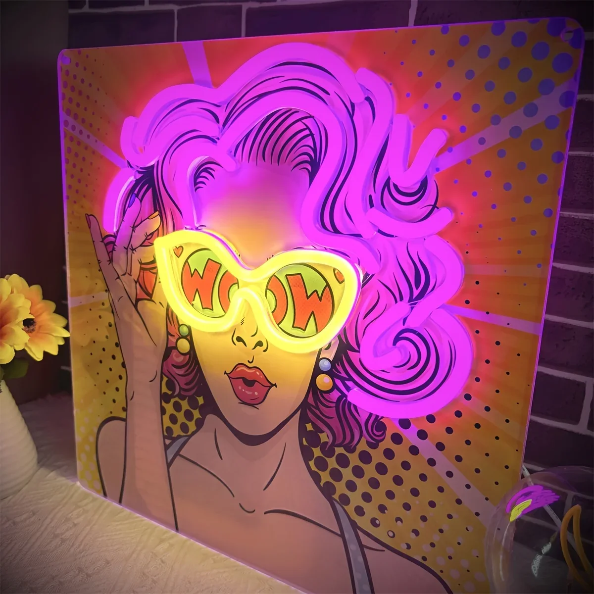 Wow Lady Pop Art LED Neon Sign - Outdoor Lighting Decor Wow 리뷰 및 가격