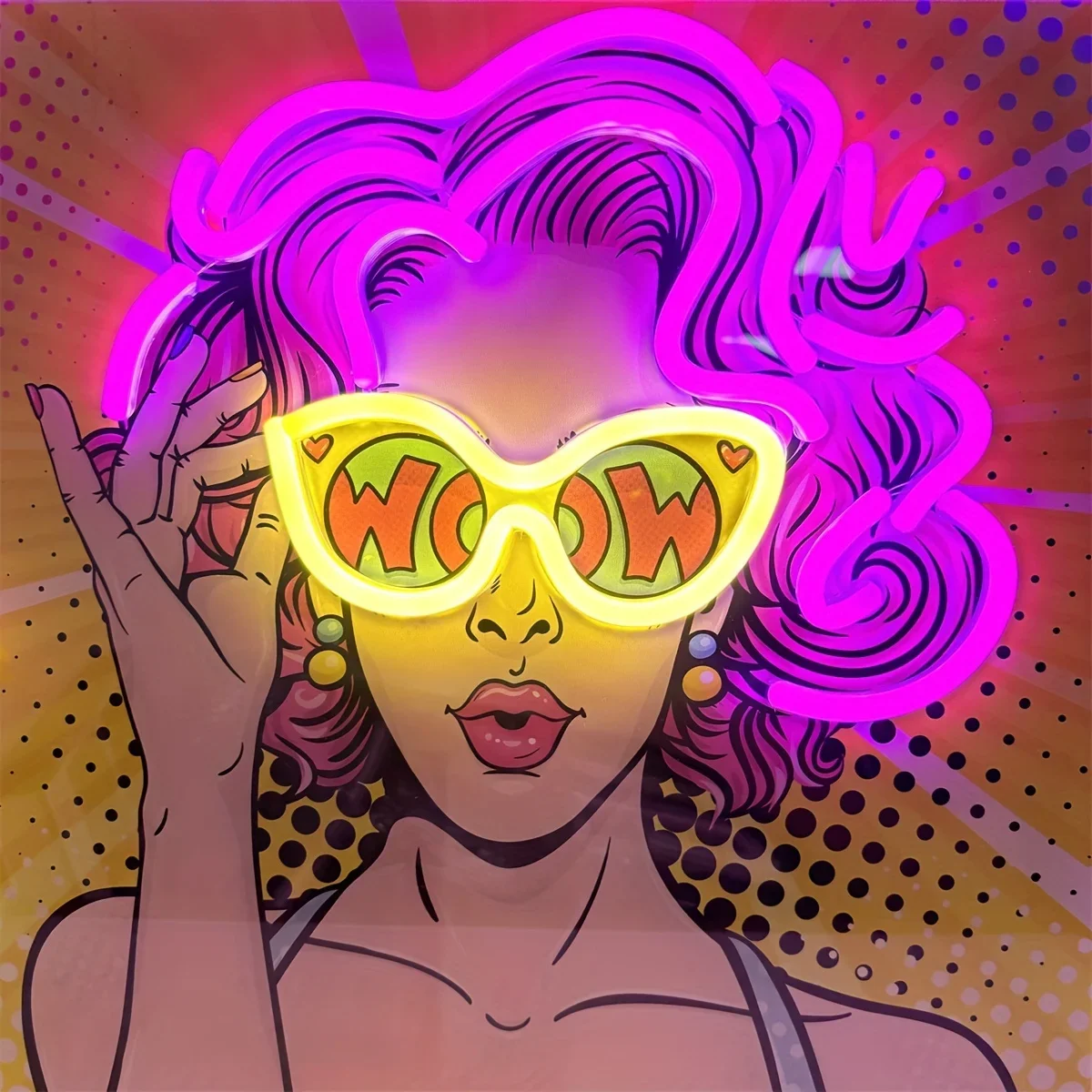 Wow Lady Pop Art LED Neon Sign - Outdoor Lighting Decor Wow 리뷰 및 가격