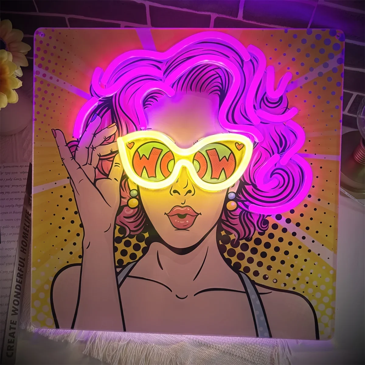 Wow Lady Pop Art LED Neon Sign - Outdoor Lighting Decor Wow 리뷰 및 가격