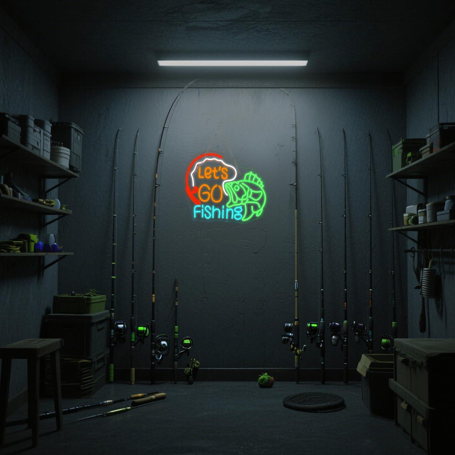 Let's Go Fishing Neon Sign Fis - Lighting Decor For Living Room 리뷰 및 가격