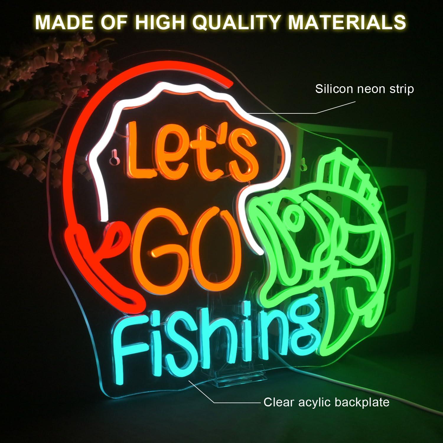 Let's Go Fishing Neon Sign Fis - Lighting Decor For Living Room 리뷰 및 가격