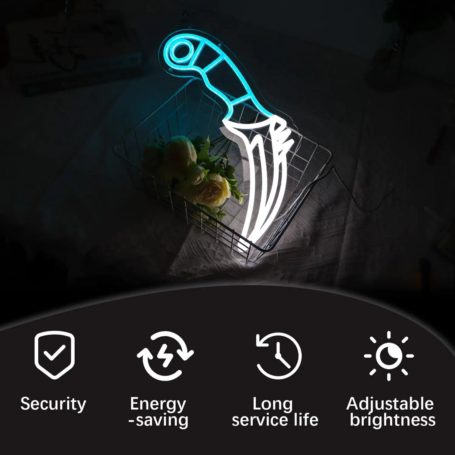 Blue White Dagger Knife Neon S - Unique Lighting Decor 리뷰 및 가격
