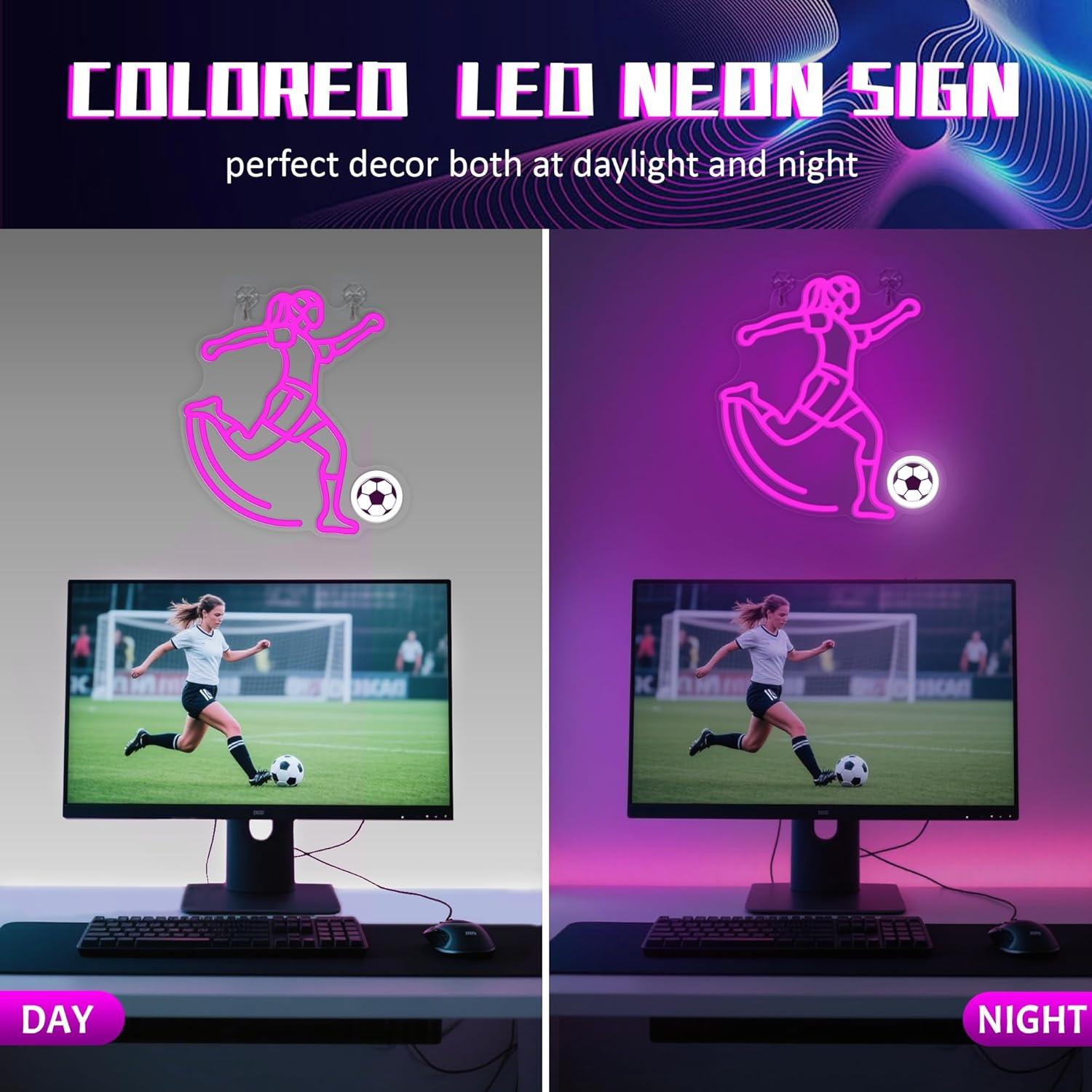 Soccer Neon Sign Sport USB Pow - Unique Lighting Decor 리뷰 및 가격