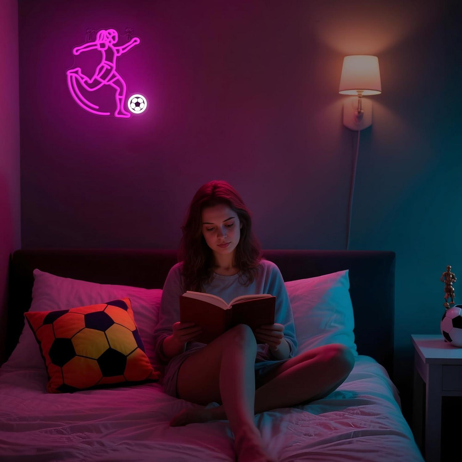 Soccer Neon Sign Sport USB Pow - Unique Lighting Decor 리뷰 및 가격