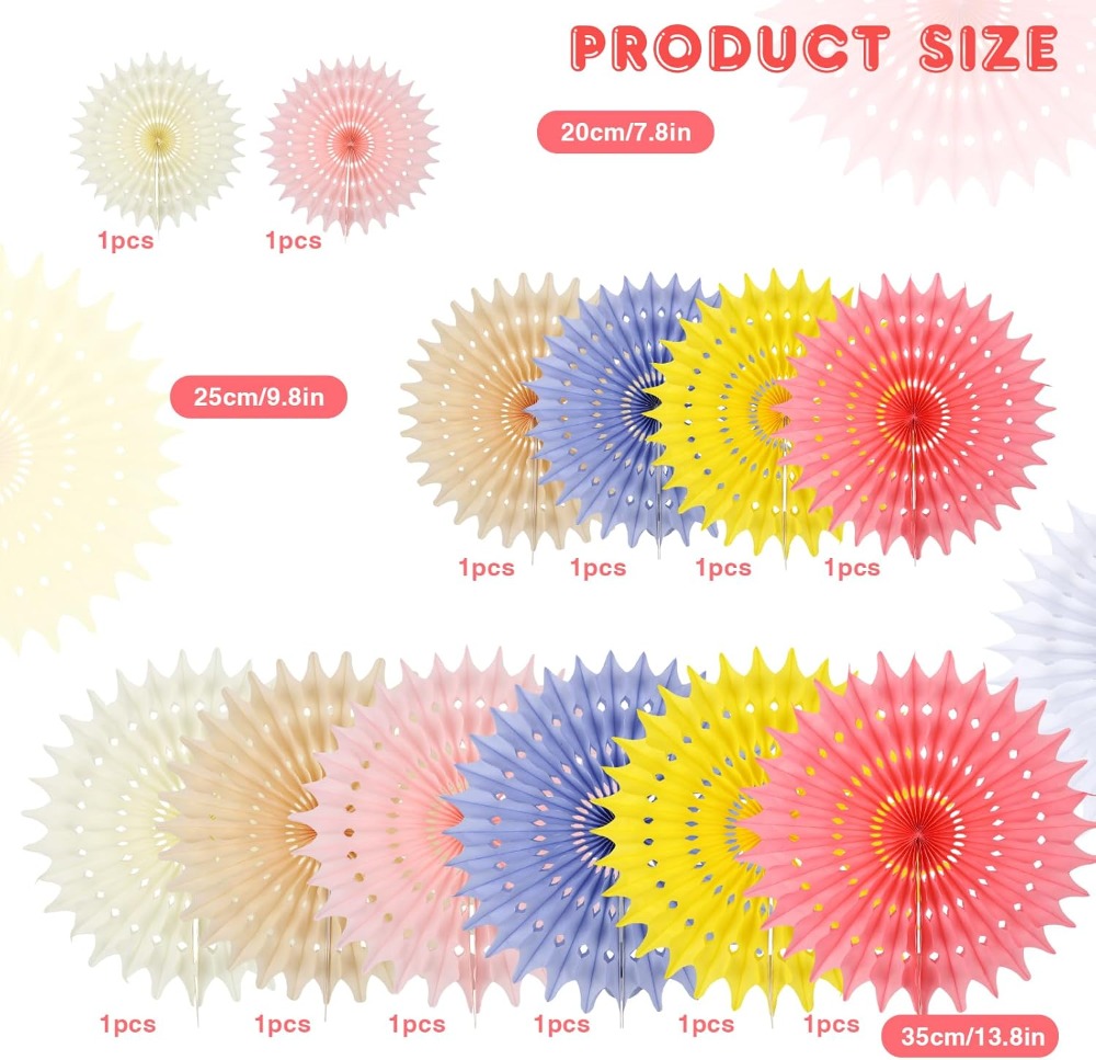 12PCS Light Color Paper Fans T - Decor Lighting Fans 리뷰 및 가격