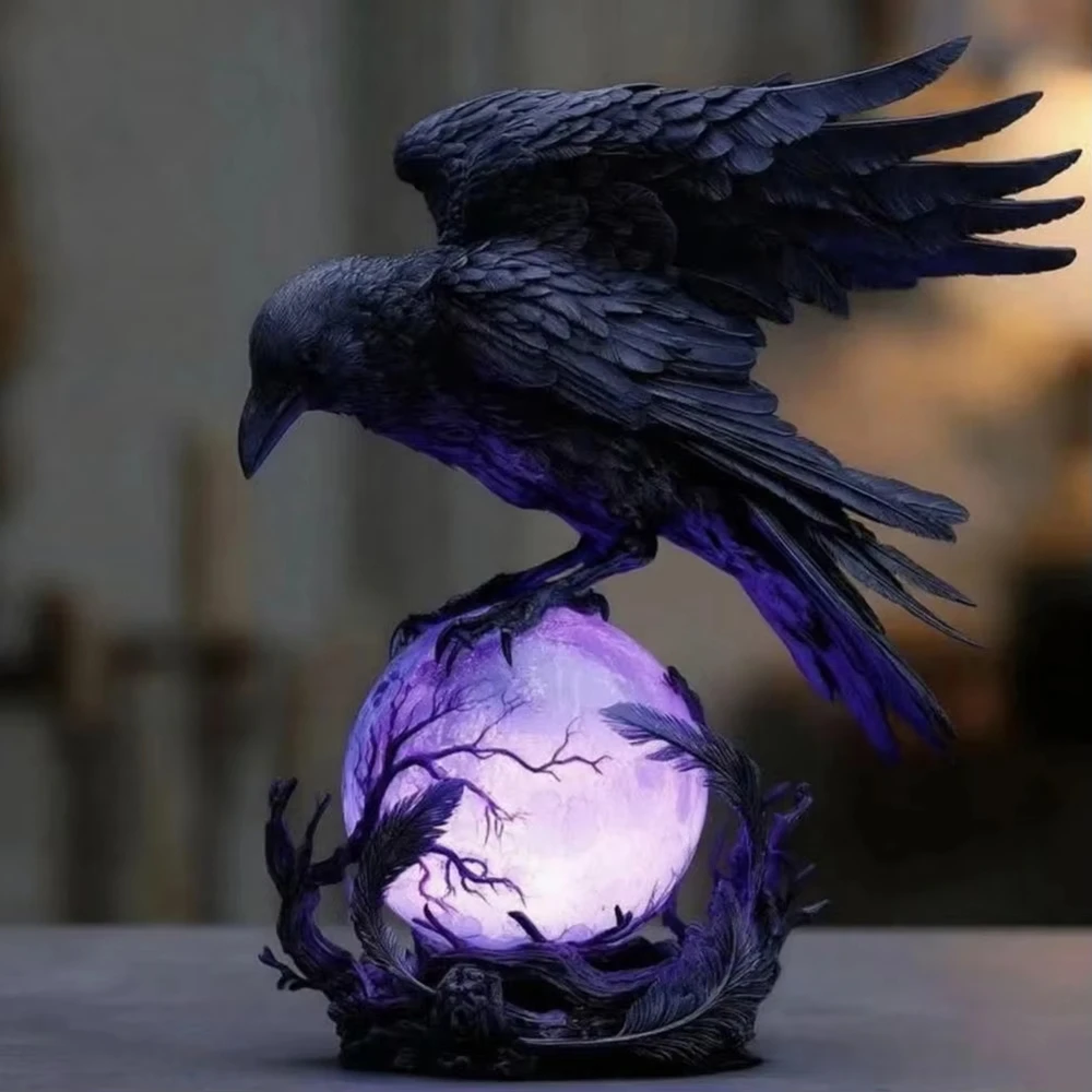 Creative Gothic Raven LED Lamp - Unique Lighting Decor 리뷰 및 가격