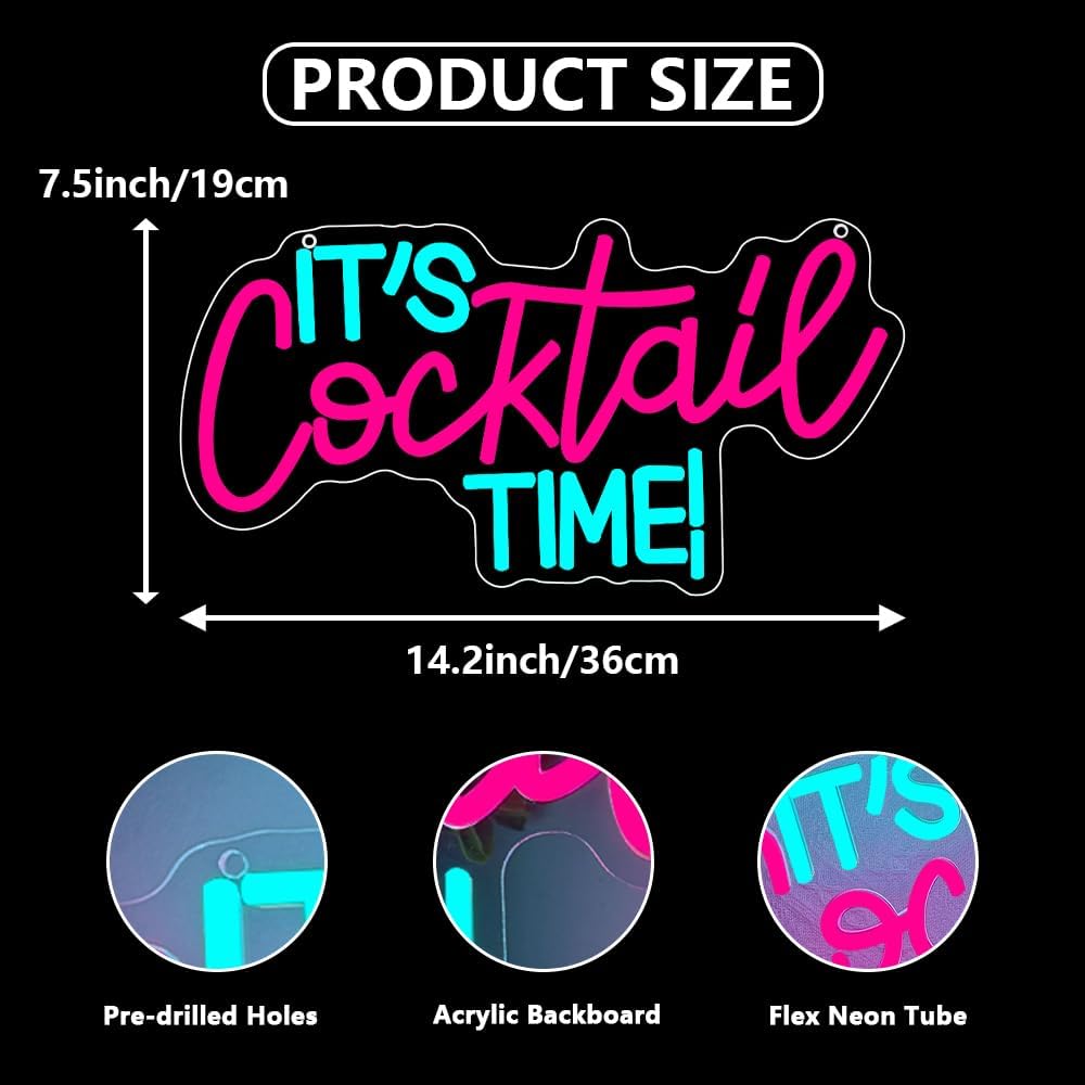 Cocktails Neon Sign USB Powere - Lighting Decor Bedroom 리뷰 및 가격