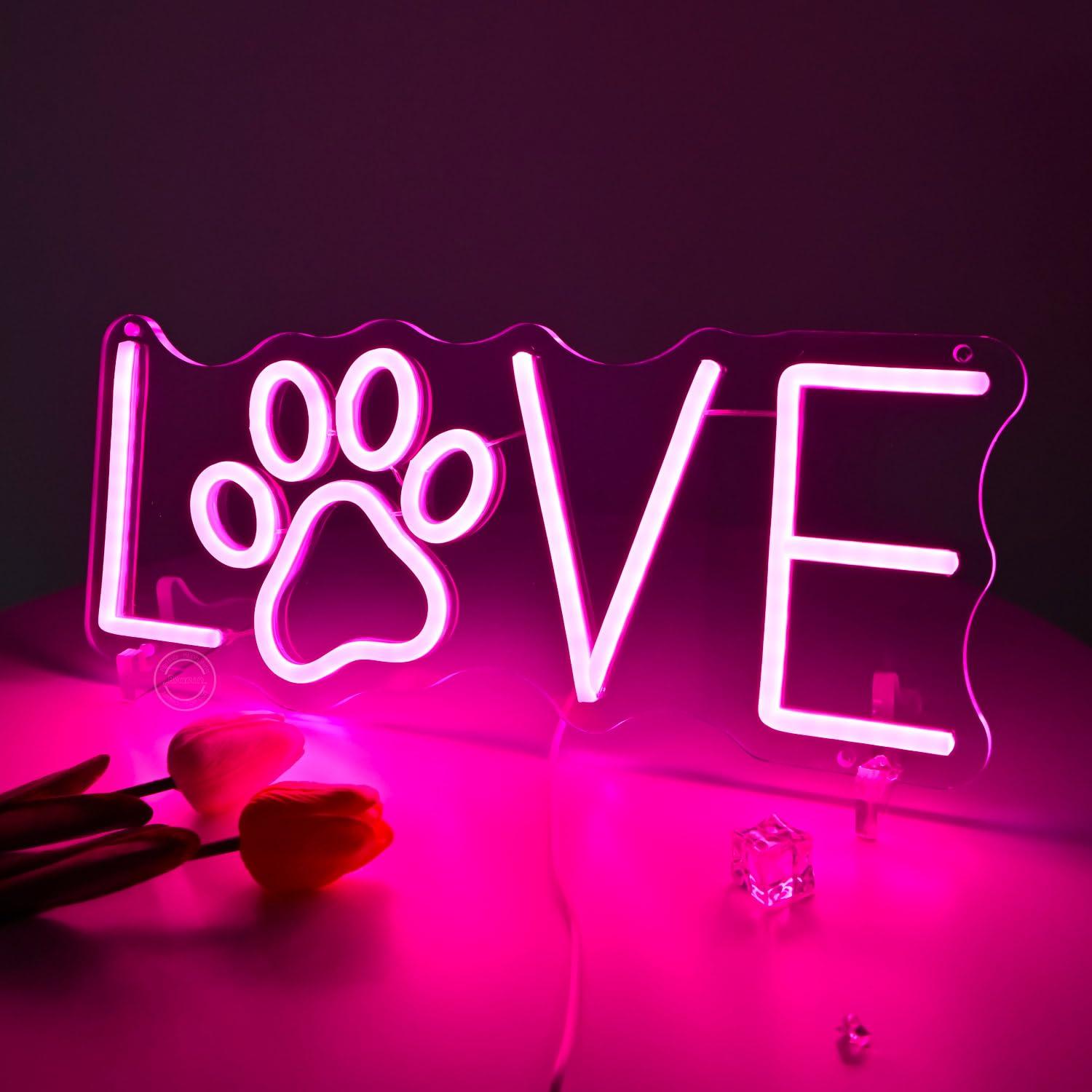 Love Paw Neon Sign USB Dimmabl - Lighting Decor For Living Room 리뷰 및 가격