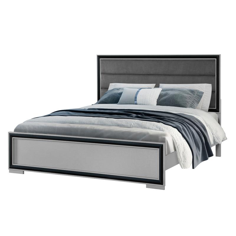 King Bed with LED Light, Grey  - Decor Lighting Solution 리뷰 및 가격