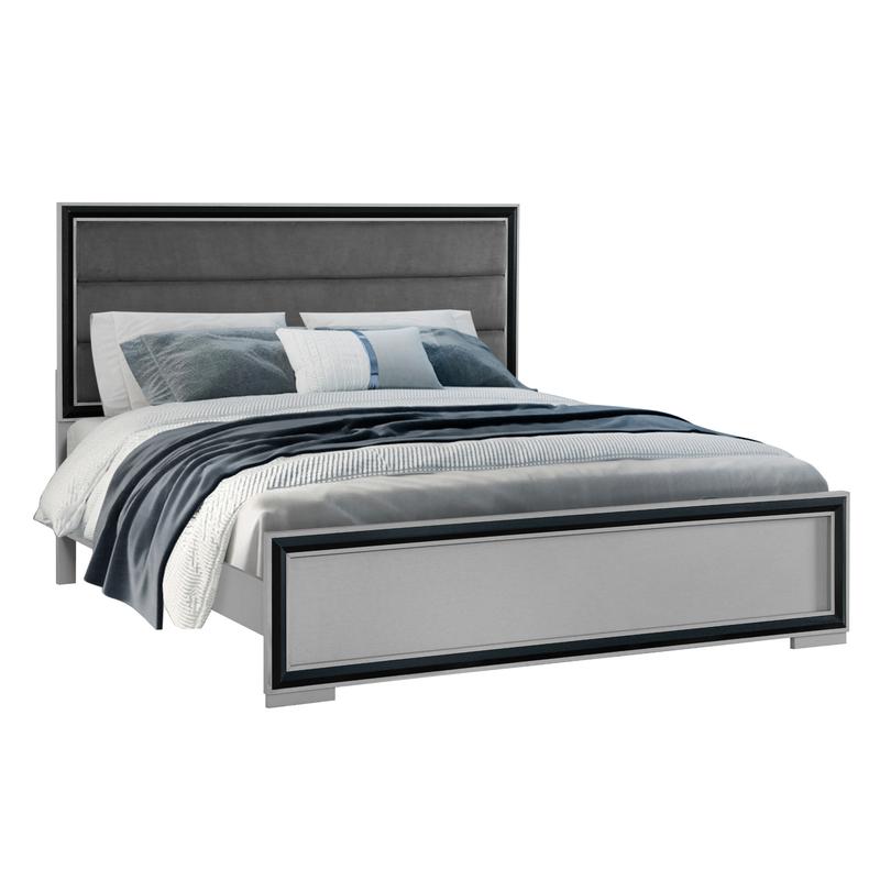 King Bed with LED Light, Grey  - Decor Lighting Solution 리뷰 및 가격