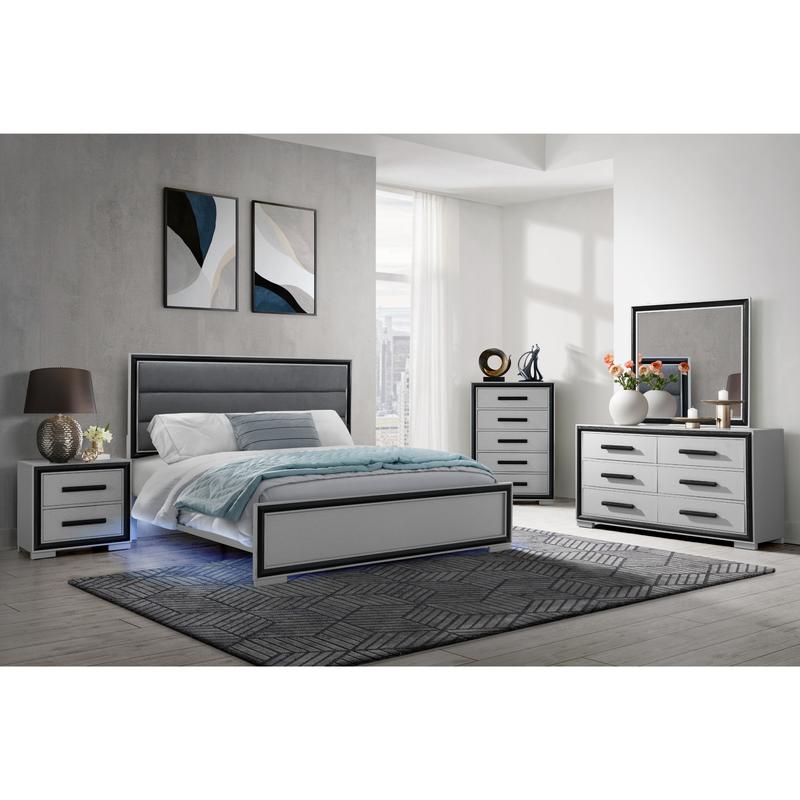 King Bed with LED Light, Grey  - Decor Lighting Solution 리뷰 및 가격
