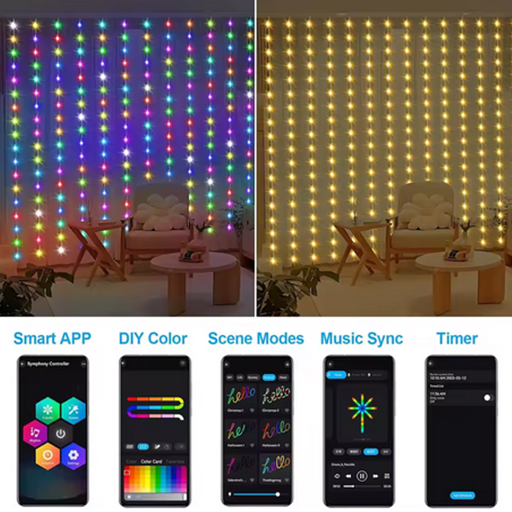 3M RGB Smart LED Curtain Light - Lighting Decor Bedroom 리뷰 및 가격