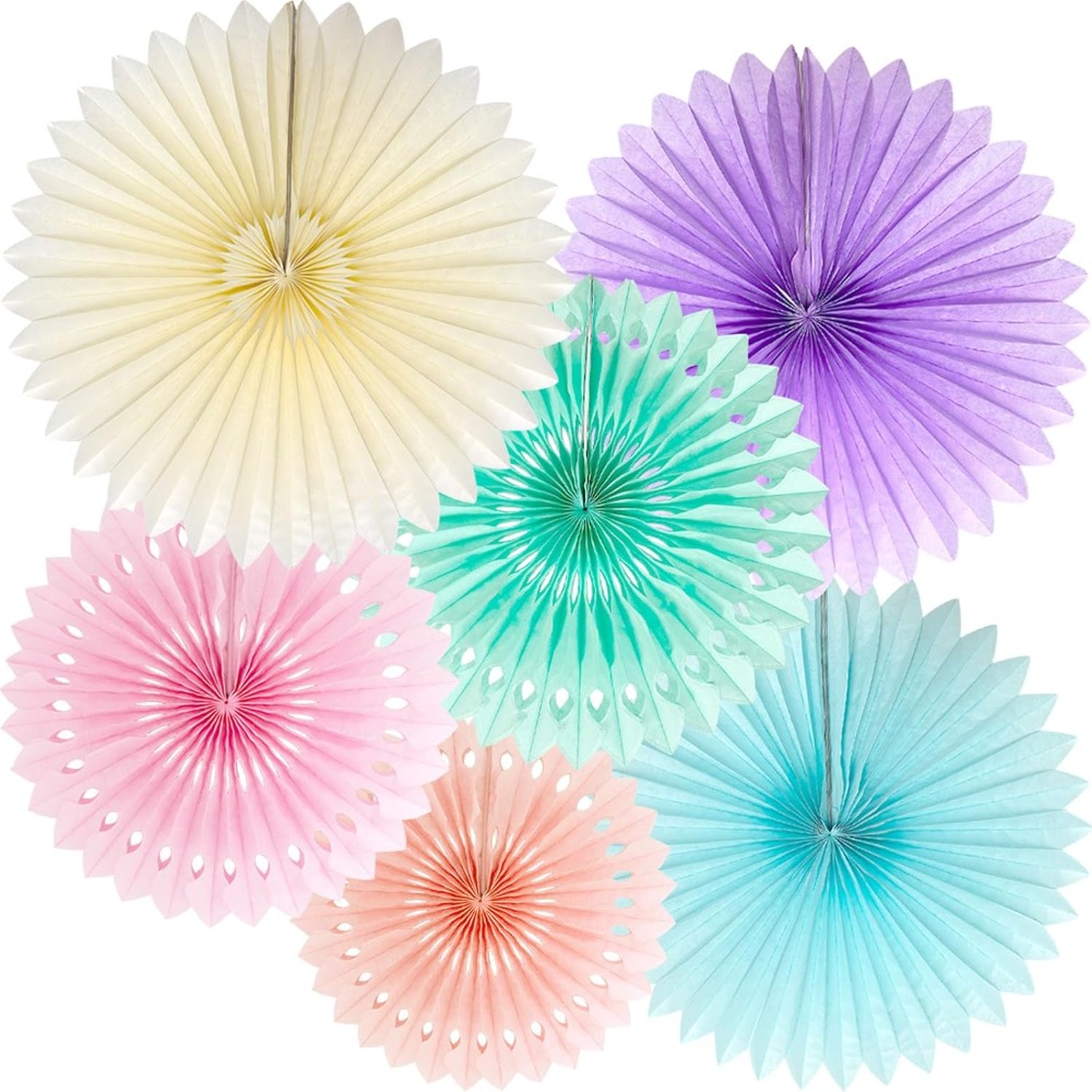 Pastel Rainbow Paper Fans Part - Decor Lighting Fans 리뷰 및 가격