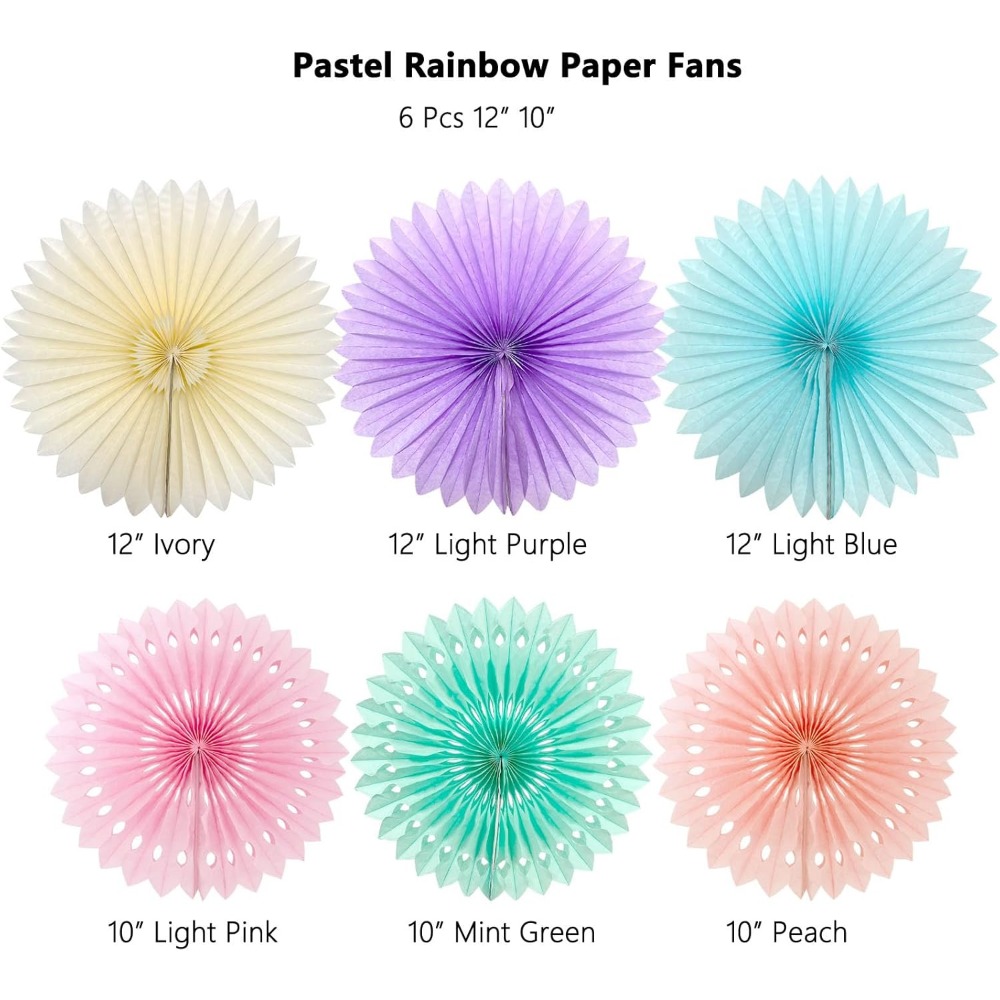 Pastel Rainbow Paper Fans Part - Decor Lighting Fans 리뷰 및 가격