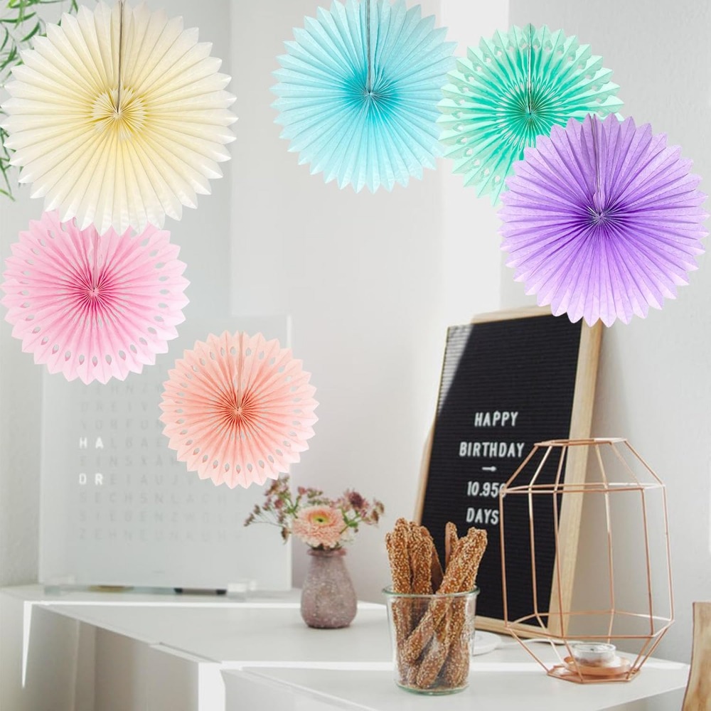 Pastel Rainbow Paper Fans Part - Decor Lighting Fans 리뷰 및 가격