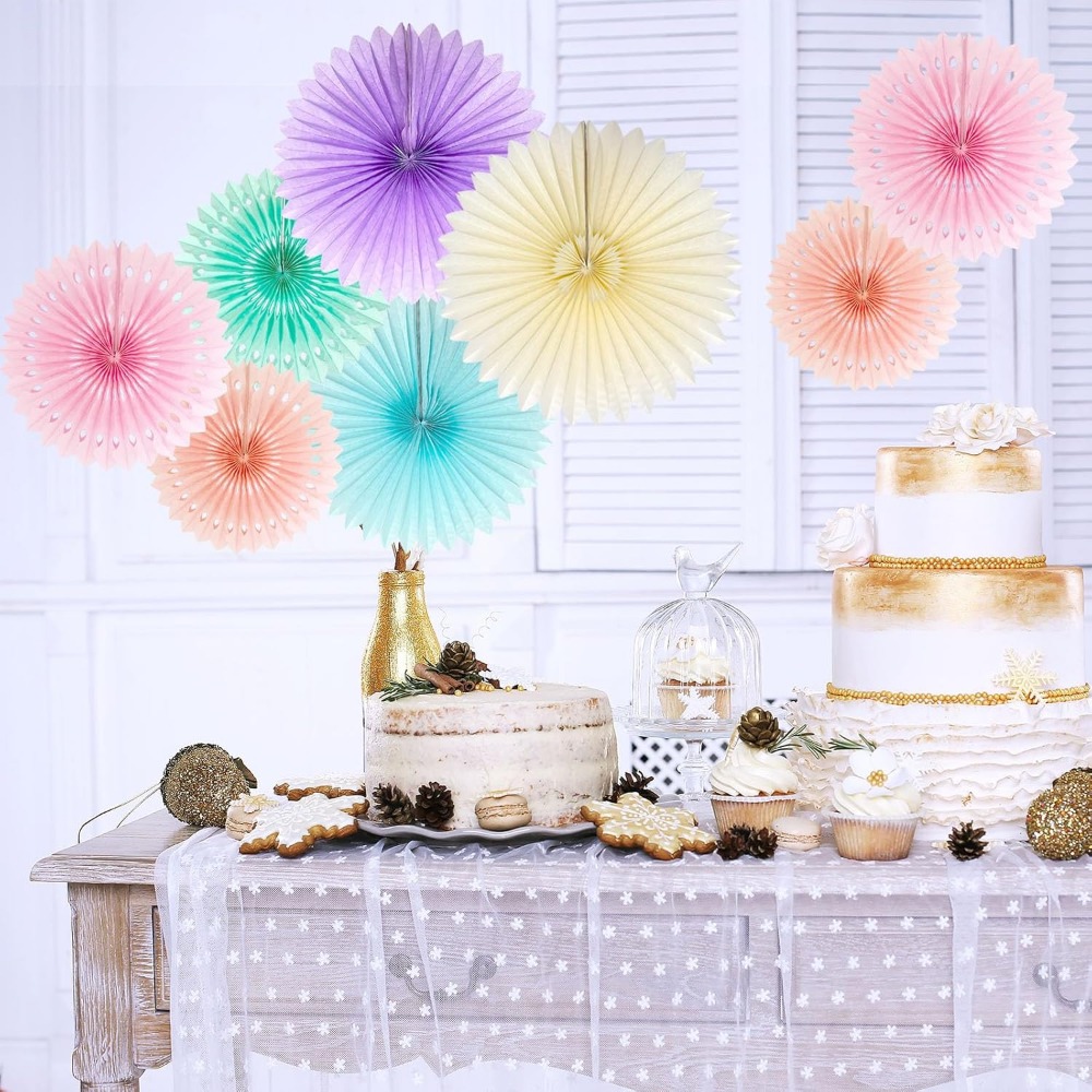 Pastel Rainbow Paper Fans Part - Decor Lighting Fans 리뷰 및 가격